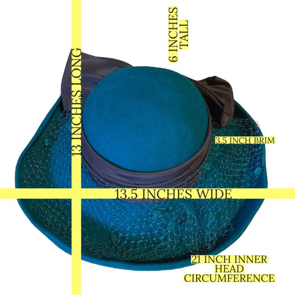 VINTAGE 1980'S MICHAEL HOWARD TEAL AND BROWN WOOL HAT - Picture 13 of 13